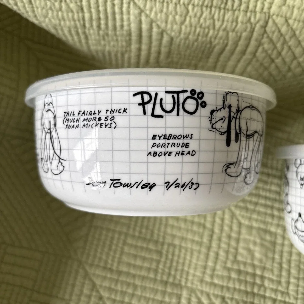 Disney Sketchbook Mickey Mouse & Pluto Ceramic Storage Bowls Containers w/Lids
